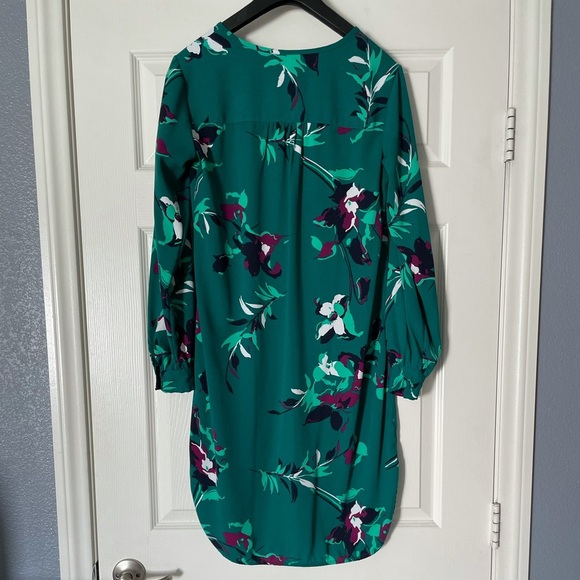 Merona Target Long Sleeve Green Floral Dress - Picture 5 of 5